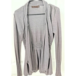 Y2K The Limited Gray Long Line Cable Knit Waterfall Cardigan XS